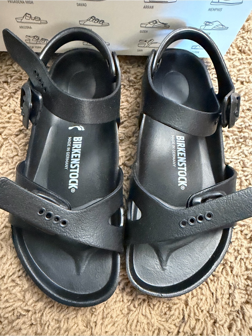 Birkenstock Kids Black Hook-and-Loop Adjustable Sandals